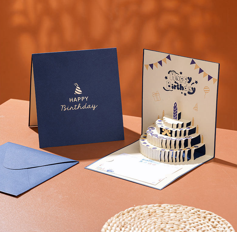 3D Pop Up Birthday Cake Greeting Cards With Matching Envelopes