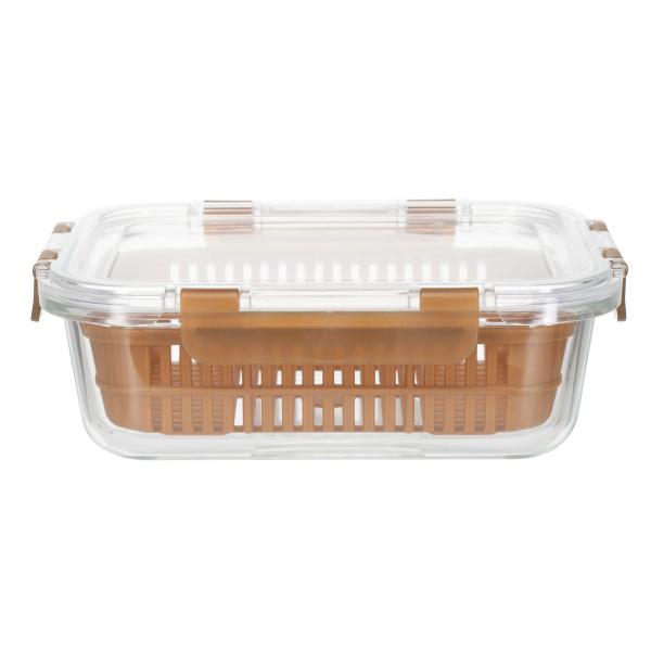 1050ml 1800ml Rectangular Glass Food Container With Detachable Snaps Liquid Silicone Lid