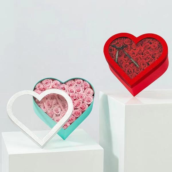 Stamping Printing Handling Heart Shaped Flower Packaging Boxes for Custom Arrangements