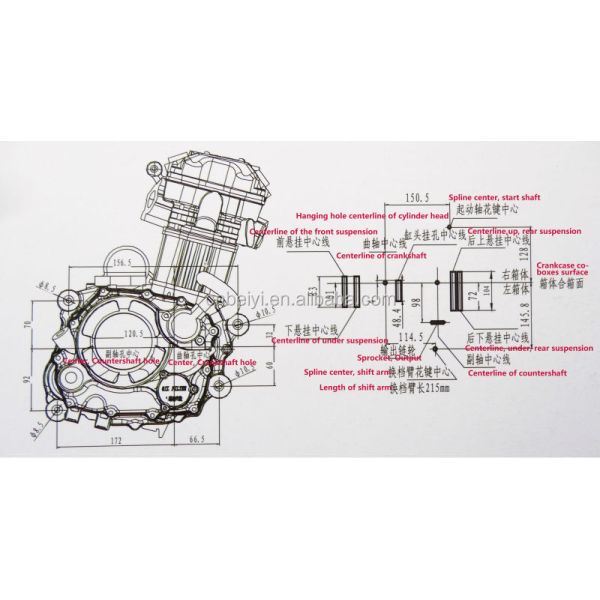 Kick Start Электрический двигатель Kick 300cc Водоохлаждаемый бензиновый двигатель на 1 цилиндр 4 такта