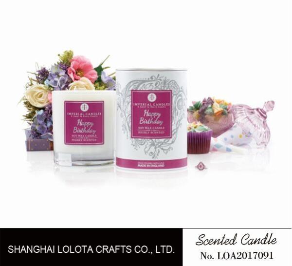 Birthday Gift Scented Soy Candles , Non Toxic Scented Candles Round Rigid Box Packing