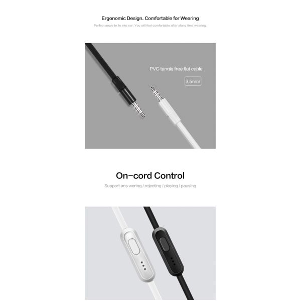 ABS Plastic Earhook Wired In Ear Earphones 16Ω Anti UV Powerful