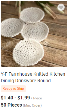 Y-Z Design Custom Wholesale Hand Knit Cotton coaster Set square Drink Barware Coffee Cup Tea Mats