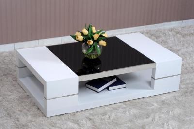 Wood Living Room Furniture,White,Black High Glossy Coffee Table,End Table,Cocktail Table,Side Table,Sofa Table