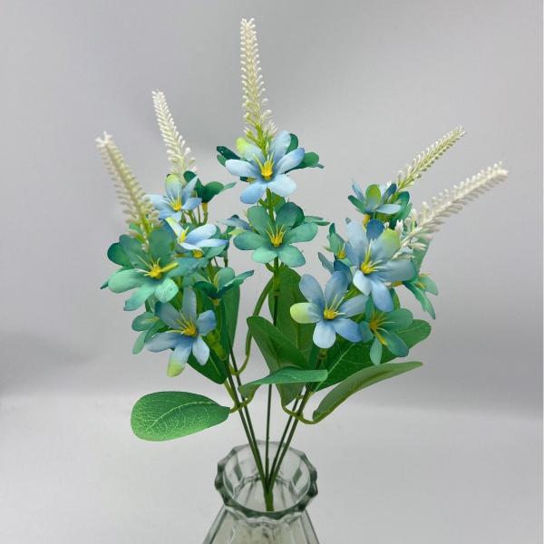 5-Fourchettes Simulé Petite Chrysanthème Sauvage Fleur Plastique Accessoires de Mariage Bouquet