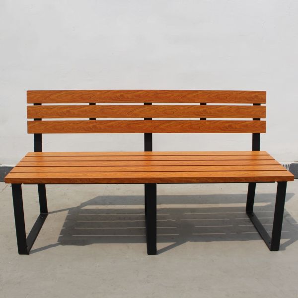 Street Furniture Metal Seating Bench Wood Grain Aluminum Commercial Long Garden Bench