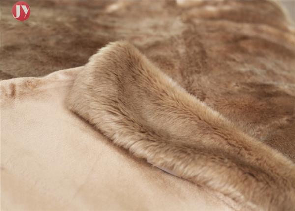 Warm Coffee Faux Fur Blanket Throw Rabbit Micro Mink Back For Couch Bed