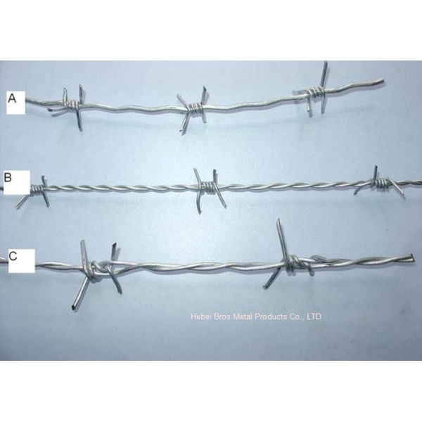 Double Twisted Steel Barbed Wire Mesh For Protect Fencing , 14 Gauge Gal.