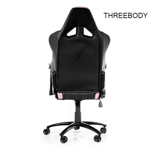 Black And Pink Racing Gaming Chair With Adjustable Neckrest And Lumbar Support