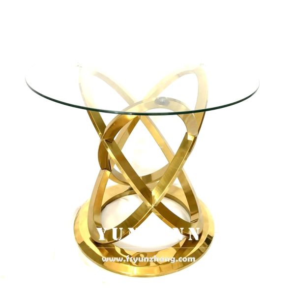 Modern Home Furniture for Dining Golden Stainless Steel Infinity Base Wedding Display Cake Tables for Banquet & Party Events