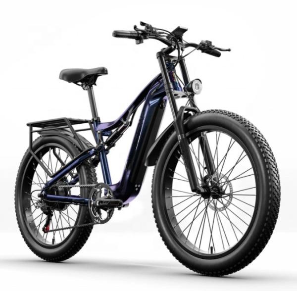 500W Full Suspension Fat Tire Electric Bike With 48V 17.5AH Integrated Battery