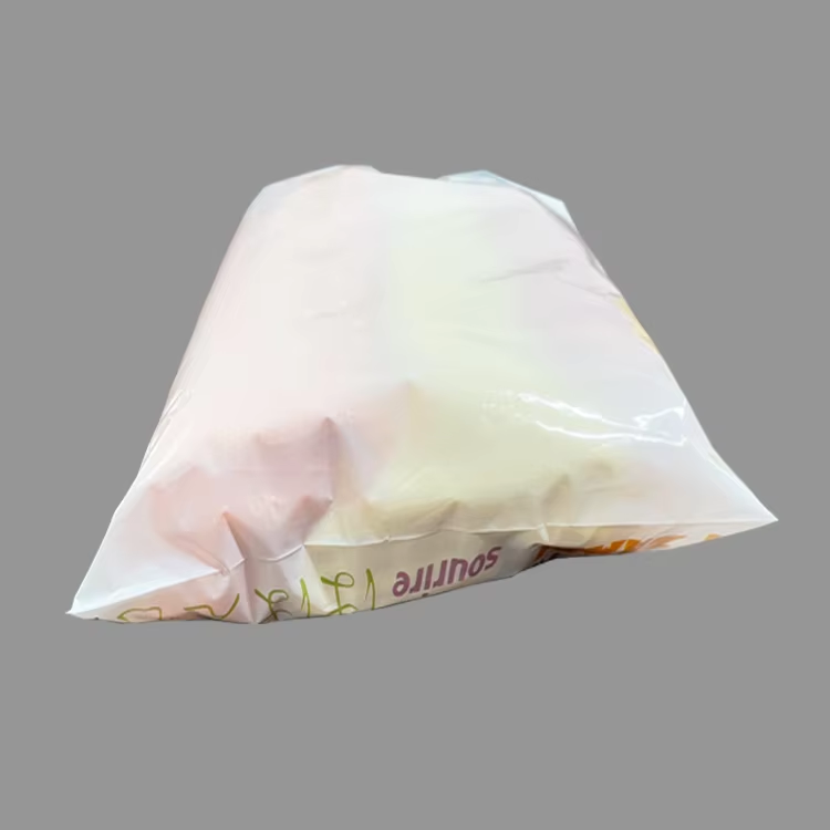 Custom Logo PE Flat Four Finger Handbags High Pressure Plastic Clothing Advertising Perforated Bags Handheld Printed Bags