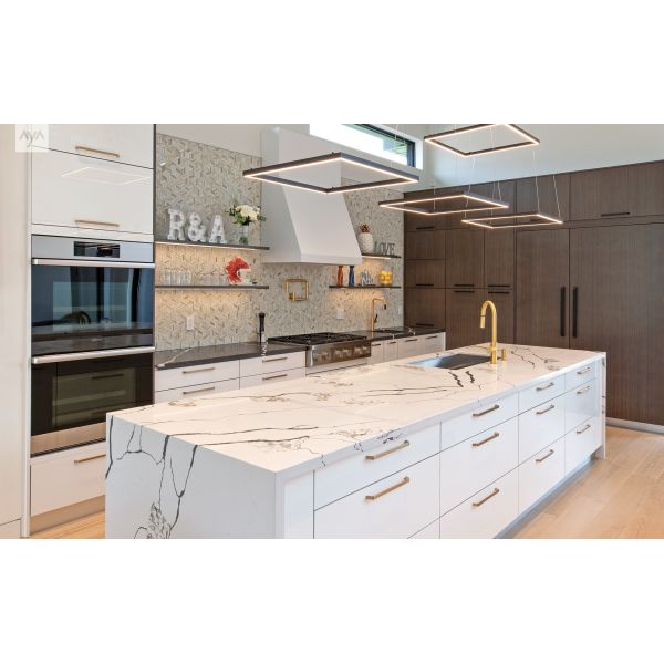 Plywood Countertop Modern Luxury Waterproof Fireproof Solid Wood Kitchen Cabinet 2024