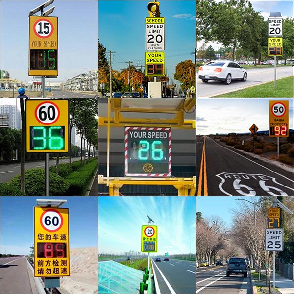 Solar Powered Radar Speed Sign with 10000 CD/㎡ Brightness LED Speed Display and 220V AC Input for Traffic Speed Warning