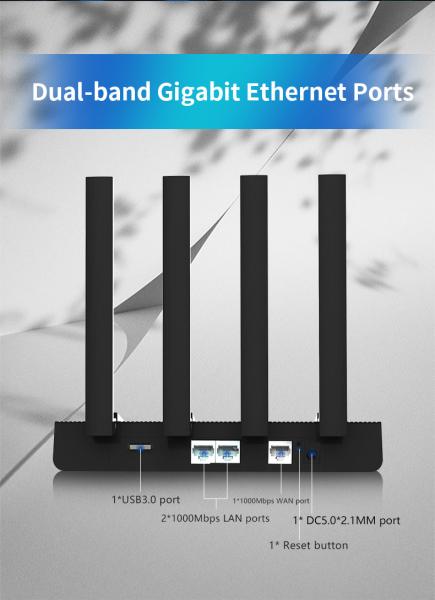 802.11ax MT7975D MTK7621 WIFI6 Router USB 3.0 10/100/1000M 1800Mbps