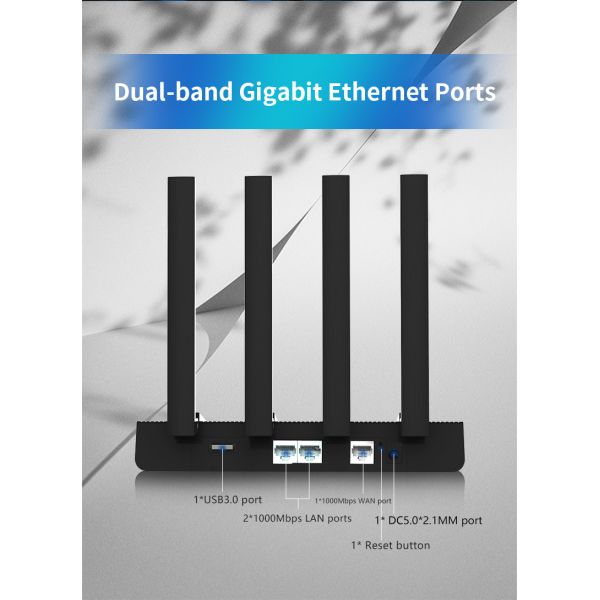 802.11ax 1800Mbps Wifi 6 Wireless Router IPQ6000 Chipset 4 Antennas