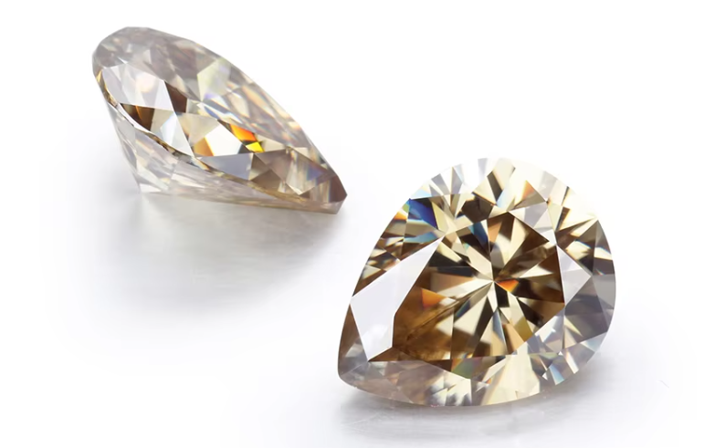 Synthetic Corundum Moissanite Diamond Light Yellow Champagne Pear Loose Moissanite Stones for Ring