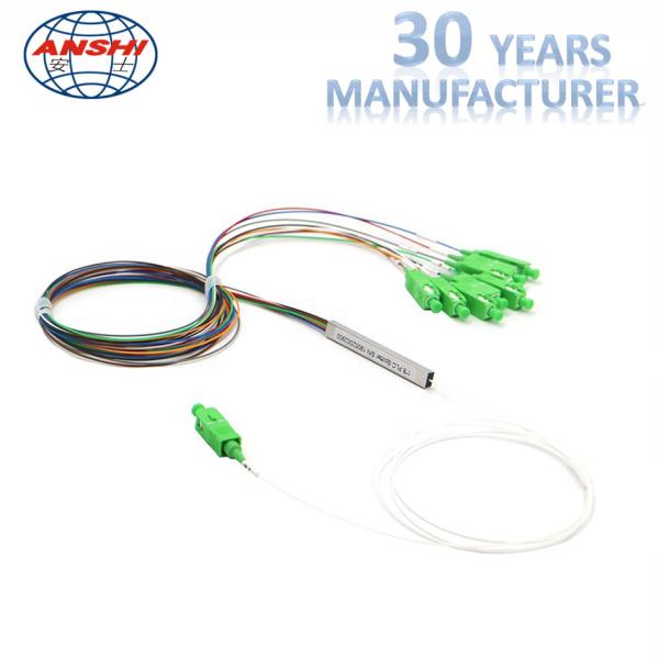 Mini PLC 1x8 PLC Steel Tube Splitter With SC APC Connector Good Light Uniformity