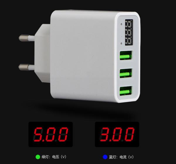 EU Plug 3 Ports CE Certified 3A USB Wall Charger Adapter For Traveling And Office