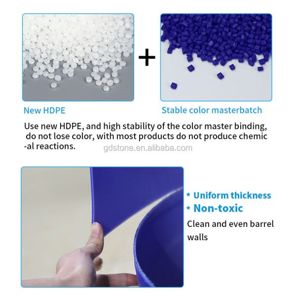 125L Chemical Plastic HDPE Open Top Drum With Iron Hoop Ring 80 Degree