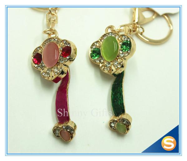 Novelty Custom Metal Crystal Key Chain Carabiner Mobile Phone Key Chain