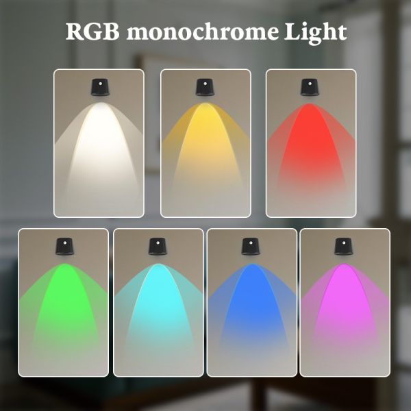 81 71 128mm Portable RGB Sensor LED Wall Light Remote Control Multi Effects Indoor Christmas Party Black White