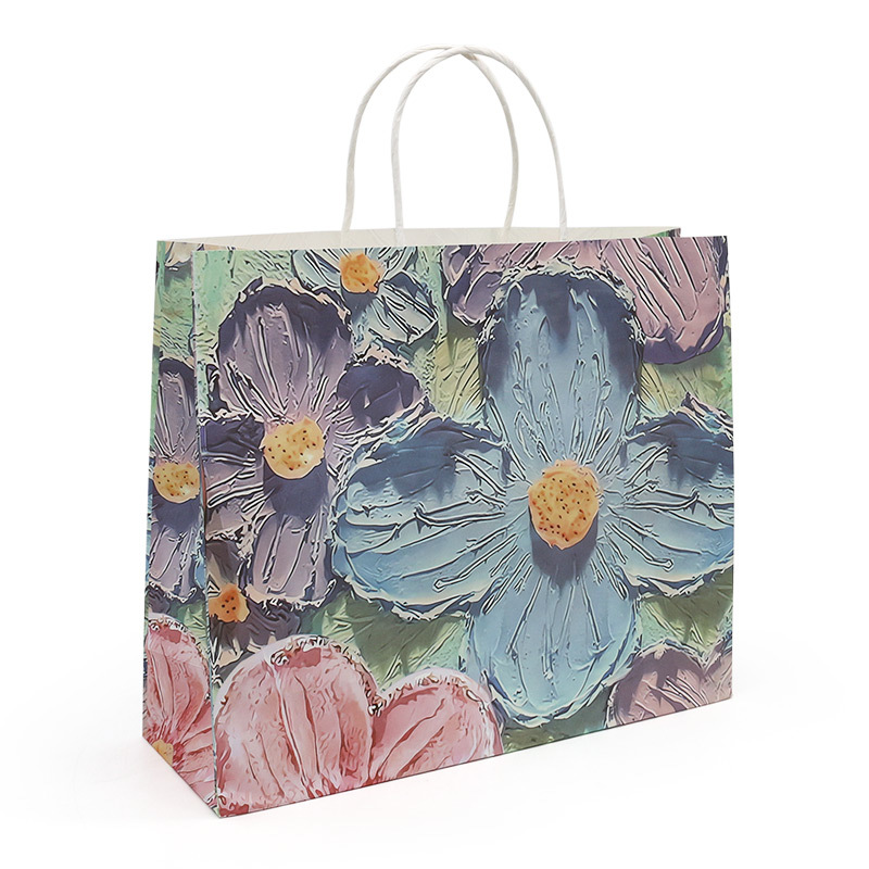 Custom Printed Kraft Paper Bags Sturdy Gift Packaging Bag For Shoes Clothing Shopping