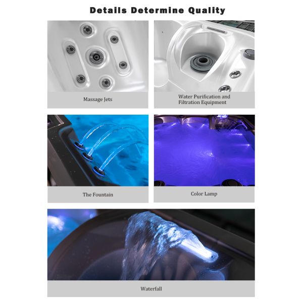 Наружная акриловая мраморная горячая ванна для 6 человек высокая прочность