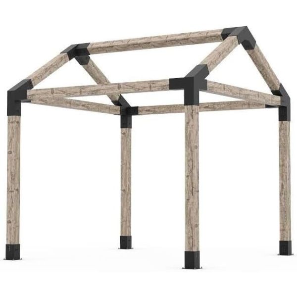 15° 3-Way Pergola Corner Bracket Kit with Post Base for 4x4 and 6x6 Wood