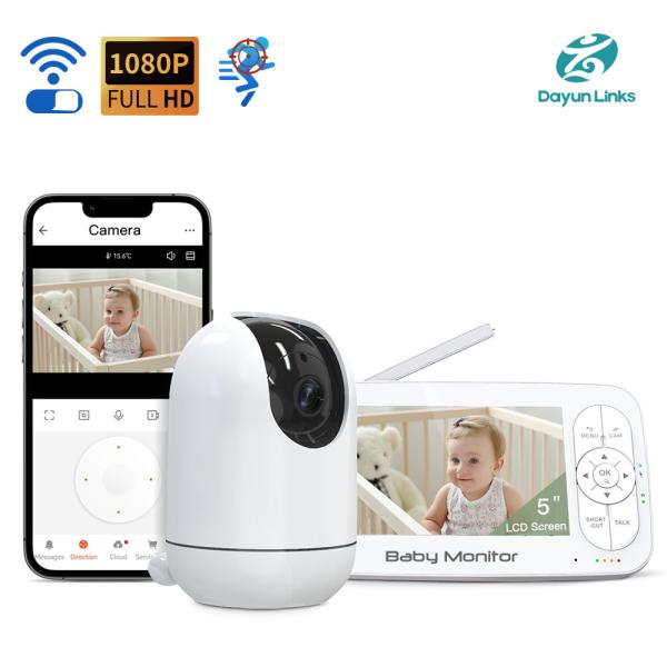 5 Rechargeable Battery Wireless Video Baby Monitor With Night Vision And Sound-activated LED Lights