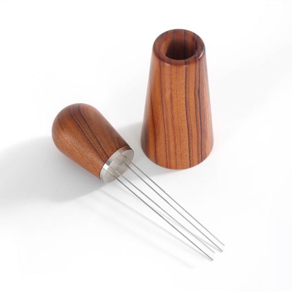 Mezcladora de café, herramienta profesional de mezcla de espresso Distribuidor de polvo de café Distribuidor de manipulación manual, aguja de café de madera,