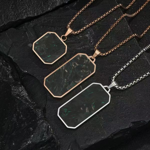 Customizable Size Men's Forged Carbon Fiber Pendant with Aerospace-Grade Material and Unique Marbled Patterns