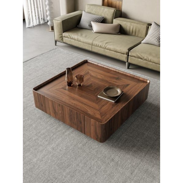 Black Walnut Coffee Table Nordic Light Luxury Square Tea Table For Lobby Office