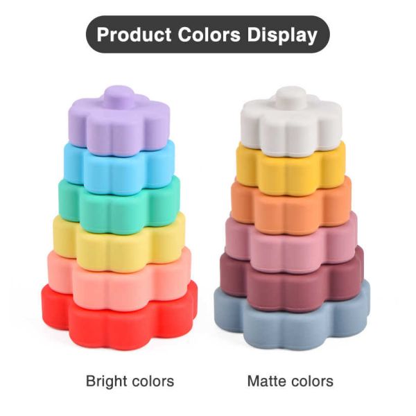 Morandi Flower Baby Silicone Toys Eco Silicone Stacking Tower