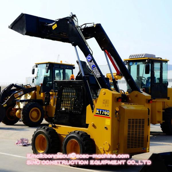 60kw Road Construction Vehicles XCMG Skid Steer Wheel Loader XT760 With Shovel Brush Snowplow