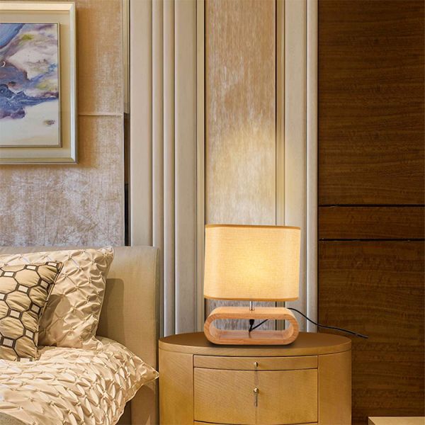 Solid Wood Creative Personality Lamp American Bedroom Bedside Lamp Indoor Nordic Wood Art Study Table  Lamp
