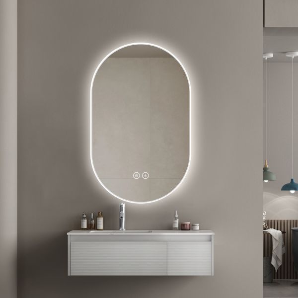 IP54 Oval LED Bathroom Mirror  , Decorative Smart Acrylic Bathroom Mirror