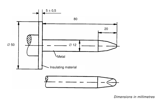 Зонд 11 теста, зонд пальца теста IEC61032-Figure 7, Unjointed палец теста