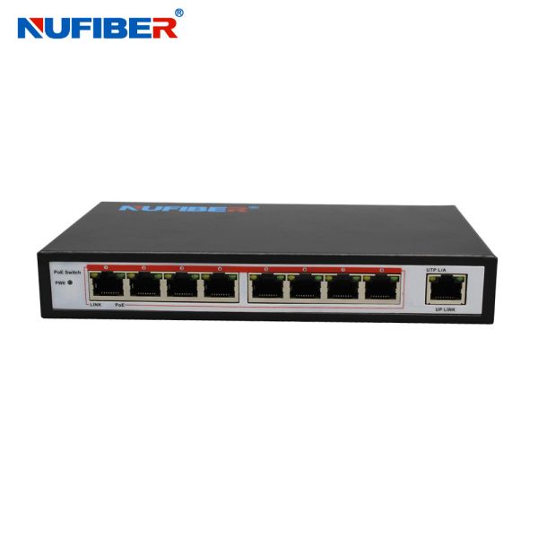Black Gray 8 Port Poe Switch With 1 Gigabit Uplink OEM ODM Supported