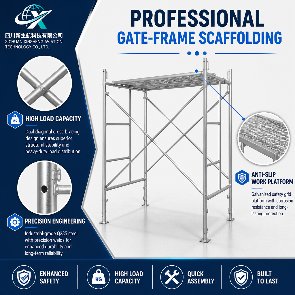 Heavy Duty Portal Frame Scaffolding System | High Load-Bearing Steel Structure | Quick Assembly & Safe Cross-Bracing