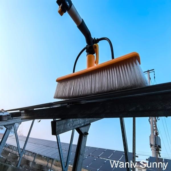 Electric Solar Panel Cleaner with 35 Cm Plastic Nylon Brush Head and Two Water Spray Paths