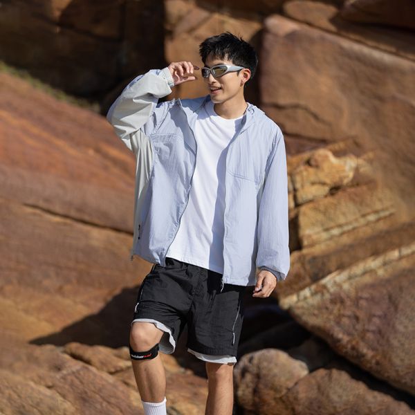 Men Breathable Quick Dry UV Protection Hooded Jacket for Outdoor Beach Surf Trip