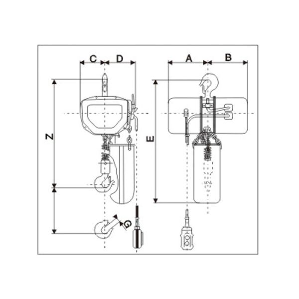Дурабле тип электронная таль с цепью крюка электрической лебедки 1 тонны с цепной сумкой