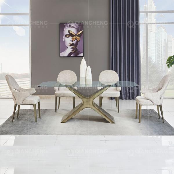 78inch Tempered Glass Dining Room Table Carbon Steel 8 Seater Dining Table