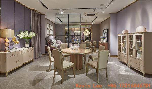 Villa house furniture by Nice wood dining table 6 people Leather chairs in Light luxury design interior house furniture