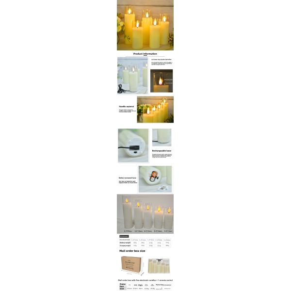 Custom Clear Glass LED Flameless Candle with Remote Control and Long-Lasting Battery Life