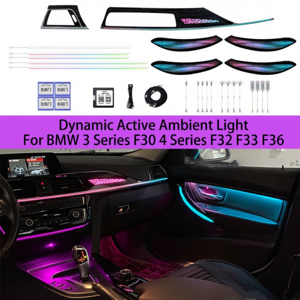 CF OEM Retrofit Design Ambient Lighting Kit with RGB Multi-Color Effects for BMW F30 F32 F33 F36 Plug and Play Installation