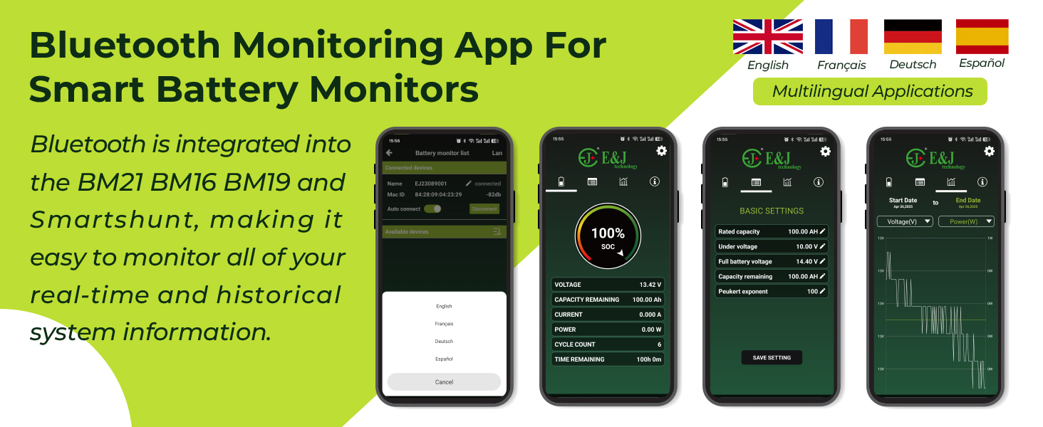 Smart Shunt 500A Current Wireless Battery Monitor Bluetooth With App Display