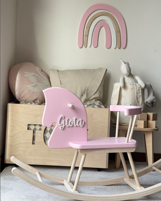 Home Office Personalised Wooden Rocking Horse Toy Wooden Horse Montessori Rocker Horse Swing
