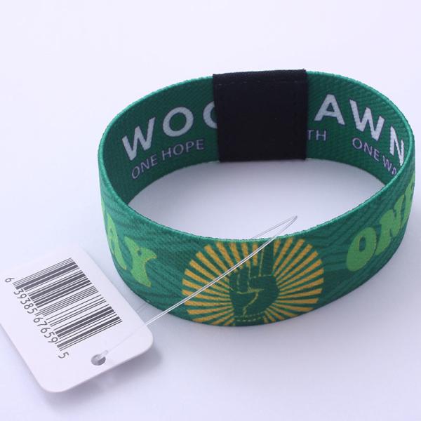 Silk - Screen LOGO Woven Fabric Bracelet  Leather Wrist Bands For Men
